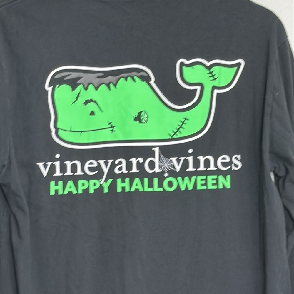Vineyard Vines Happy Halloween Black Long Sleeve Tee Size Small Flawed - Picture 3 of 8